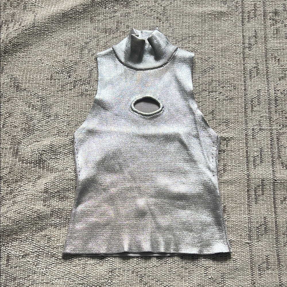 Silver Sleeveless Top